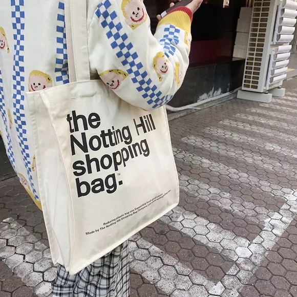 Canvas tote bag cotton the notting hill print bag shopping shoulder bag - Picture 1 of 8